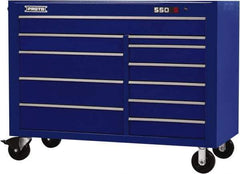 Proto - 26,541 Lb Capacity, 11 Drawer Mobile Workstation - 57" Wide x 25-1/4" Deep x 43" High, Steel, Blue - Caliber Tooling