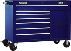 Proto - 18,109 Lb Capacity, 7 Drawer Mobile Workstation - 50" Wide x 25-1/4" Deep x 41" High, Steel, Blue - Caliber Tooling