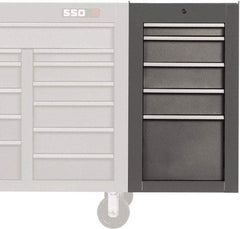 Proto - 5 Drawer Gray Side Cabinet - 19" Wide x 34" High x 25" Deep, Use with Proto Roller Cabinet - Caliber Tooling