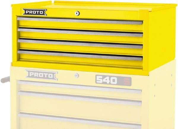 Proto - 4 Drawer Intermediate Tool Chest - 26-1/4" Wide x 18" Deep x 10" High, Steel, Yellow - Caliber Tooling