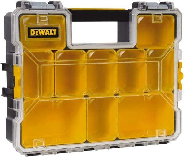 DeWALT - 10 Compartment Tool Organizer - 14" Wide x 4-1/2" Deep x 4-1/2" High, Plastic, Yellow - Caliber Tooling