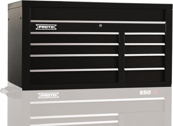 Proto - 8 Drawer Top Tool Chest - 50" Wide x 25-1/4" Deep x 27" High, Steel, Black - Caliber Tooling