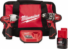 Milwaukee Tool - 12 Volt Cordless Tool Combination Kit - Includes 1/4" Hex Impact Driver & 3/8" Hammer Drill, Lithium-Ion Battery Included - Caliber Tooling