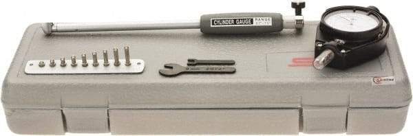 SPI - 10 Anvil, 0.7 to 1-1/2" Dial Bore Gage - 0.0001" Graduation, 6" Gage Depth, Accurate to 0.0003", Carbide Ball - Caliber Tooling