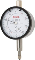 SPI - 5mm Range, 0-50 Dial Reading, 0.01mm Graduation Dial Drop Indicator - 42mm Dial, 0.5mm Range per Revolution, 0.016mm Accuracy, Includes NIST Traceability Certification - Caliber Tooling