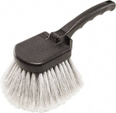 Harper Brush - 2-1/4" Bristle Length, Flagged Plastic Utility Scrub Brush - 3-1/2" x 3-1/2" Long x 3" Wide Head, 10" OAL, Easy Grip Handle, Black, Polypropylene Block, Flagged - Caliber Tooling