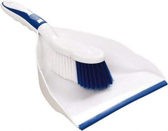 Harper Brush - 8" Wide x 7" Deep x 4" High Handheld Dustpan with Brush - Plastic Body, 5" Handle, White - Caliber Tooling