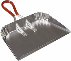 Harper Brush - 17" Wide x 10" Deep x 4" High Handheld Dustpan - Aluminum Body, 9" Aluminum Handle, Silver - Caliber Tooling