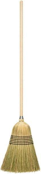 Harper Brush - 56" OAL Corn Bristle Broom - 39" Long Wood Handle, 17" Bristle Length, 14" Wide - Caliber Tooling