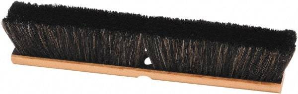 Harper Brush - 18" Smooth Surface Horsehair Push Broom - 3" Bristle Length, Wood Block, Threaded Handle Connection, Handle Sold Separately - Caliber Tooling