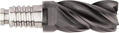 Kennametal - 1-1/4" Diam, 1-7/8" LOC, 4 Flute, 1/4" Corner Radius End Mill Head - Solid Carbide, AlTiN Finish, Duo-Lock 32 Connection, Spiral Flute, 37 & 39° Helix, Centercutting - Caliber Tooling