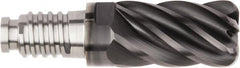 Kennametal - 1" Diam, 1-1/2" LOC, 6 Flute, 0.09" Corner Radius End Mill Head - Solid Carbide, AlTiN Finish, Duo-Lock 25 Connection, Spiral Flute, 37 & 39° Helix, Centercutting - Caliber Tooling