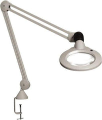 Vision Engineering - 30" Arm, Spring Suspension, Clamp Mount, LED, Light Gray, Magnifying Task Light - 9 Watts, 120 Volts, 1.75x Magnification - Caliber Tooling