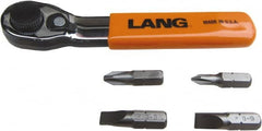 Lang - 5 Piece, Silver/Orange/Black Ratcheting Bit Driver Set - For Use with Various Applications - Caliber Tooling