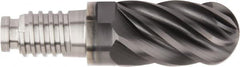 Kennametal - 20mm Mill Diam, 30mm LOC, Solid Carbide Ball End Mill Head - Spiral Flute, Right Hand Cut, 39° Helix, 6 Flutes, AlTiN Finish - Caliber Tooling