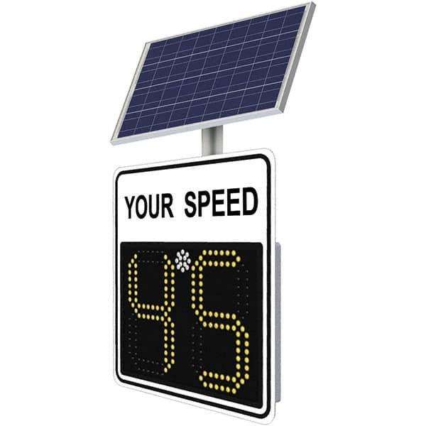 TrafficLogix - "Your Speed", 28" Wide x 28" High, Aluminum Speed Limit Signs - Black on White, High Intensity Reflectivity, Square, Post Mount - Caliber Tooling