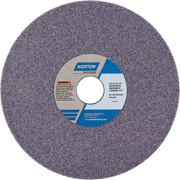 Norton - 7" Diam x 1-1/4" Hole x 1/2" Thick, H Hardness, 46 Grit Surface Grinding Wheel - Aluminum Oxide, Type 1, Coarse Grade, Vitrified Bond - Caliber Tooling