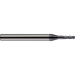 Ball End Mill: 0.06″ Dia, 0.18″ LOC, 4 Flute, Solid Carbide 1-1/2″ OAL, 1/8″ Shank Dia, 30 ° Helix, AlTiN Coated, Single End