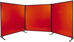 Steiner - 8' Wide x 8' High, 14mm Thickness, Transparent Vinyl Portable Welding Screen - Orange - Caliber Tooling