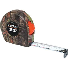 Lufkin - 25' x 1" Yellow Steel Blade Tape Measure - 1/16" Graduation, Inch Graduation Style, Camouflage ABS Plastic Case - Caliber Tooling