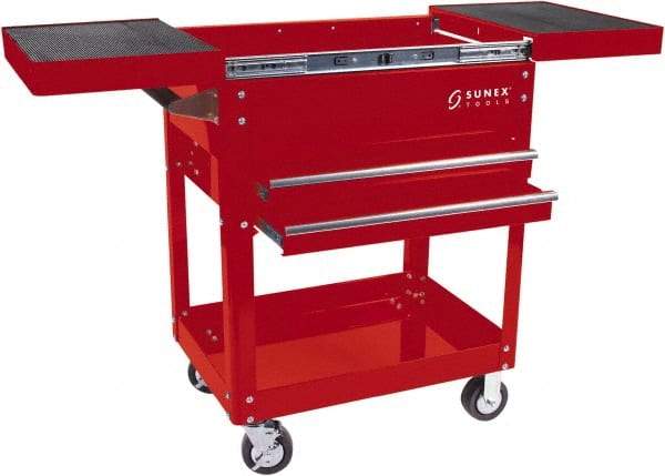 Sunex Tools - 29-1/4" Wide x 39.4" High x 20-45/64" Deep, 2 Drawer Tool Cart - 450 Lb Capacity, Steel, Red - Caliber Tooling