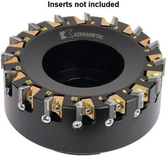 Kennametal - 24 Inserts, 8" Cut Diam, 2-1/2" Arbor Diam, 1/4" Max Depth of Cut, Indexable Square-Shoulder Face Mill - 0° Lead Angle, 2-3/8" High, KSDR100031E1W4S Insert Compatibility, Series KBDM - Caliber Tooling