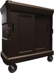 Made in USA - 56" Wide x 31" Long x 59" High Food Delivery System Cart - 2 Door, 132 Slot, Plastic, 2 Rigid/2 Swivel Casters - Caliber Tooling