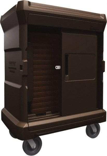 Made in USA - 42-3/4" Wide x 30" Long x 59" High Food Delivery System Cart - 2 Door, 80 Slot, Plastic, 2 Rigid/2 Swivel Casters - Caliber Tooling