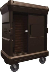 Made in USA - 42-3/4" Wide x 30" Long x 59" High Food Delivery System Cart - 2 Door, 80 Slot, Plastic, 2 Rigid/2 Swivel Casters - Caliber Tooling