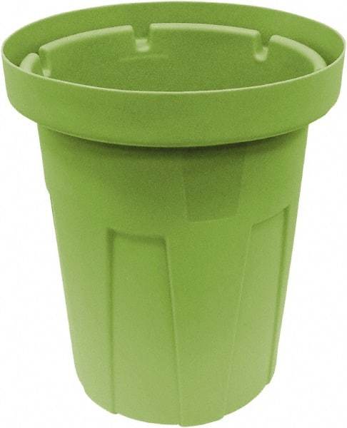 Made in USA - 25 Gal Green Round Trash Can - Polyethylene, None Graphic, Lid Not Included - Caliber Tooling