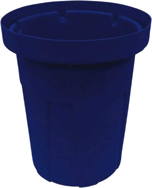 Made in USA - 55 Gal Blue Round Trash Can - Polyethylene, None Graphic, Lid Not Included - Caliber Tooling