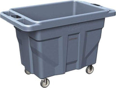 Made in USA - 1,000 Lb Load Capacity, 18.67 Cu Ft, 15 Bushels, 0.67 Cu Yd, Polyethylene Delivery Cart - 53" Wide x 31" Long x 38" High, Blue - Caliber Tooling