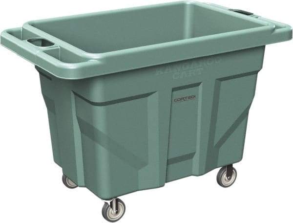 Made in USA - 1,000 Lb Load Capacity, 18.67 Cu Ft, 15 Bushels, 0.67 Cu Yd, Polyethylene Delivery Cart - 53" Wide x 31" Long x 38" High, Green - Caliber Tooling