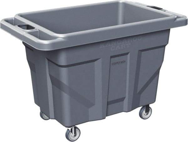 Made in USA - 1,000 Lb Load Capacity, 18.67 Cu Ft, 15 Bushels, 0.67 Cu Yd, Polyethylene Delivery Cart - 53" Wide x 31" Long x 38" High, Blue/Gray - Caliber Tooling