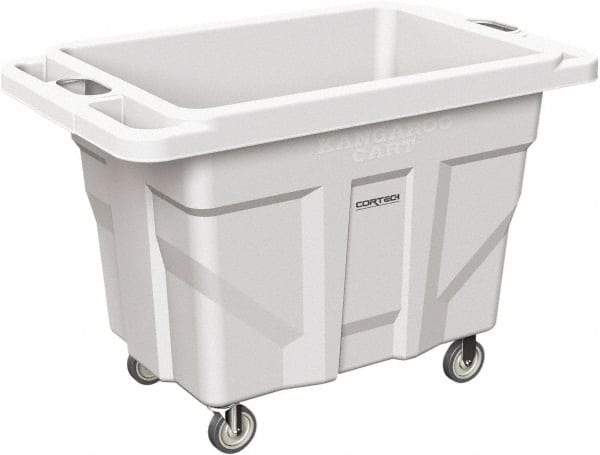 Made in USA - 1,000 Lb Load Capacity, 18.67 Cu Ft, 15 Bushels, 0.67 Cu Yd, Polyethylene Delivery Cart - 53" Wide x 31" Long x 38" High, White - Caliber Tooling