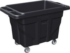 Made in USA - 1,000 Lb Load Capacity, 18.67 Cu Ft, 15 Bushels, 0.67 Cu Yd, Polyethylene Delivery Cart - 53" Wide x 31" Long x 38" High, Black - Caliber Tooling