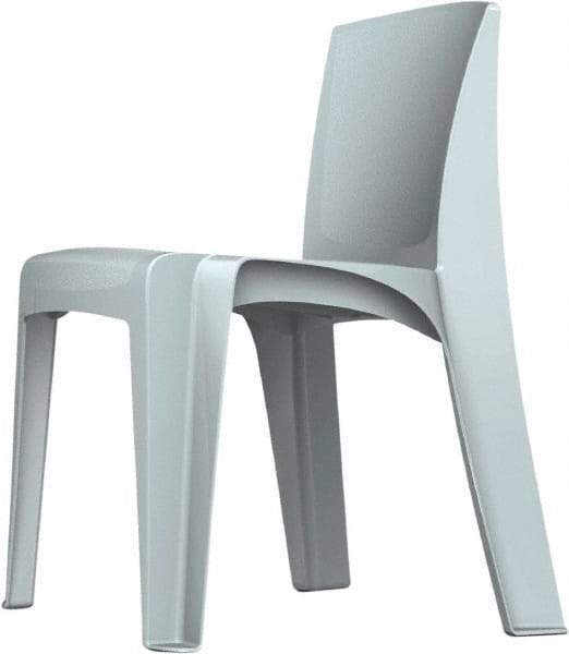 Made in USA - Polyethylene Fog Gray Stacking Chair - Gray Frame, 21" Wide x 21" Deep x 30" High - Caliber Tooling