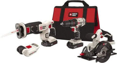 Porter-Cable - 20 Volt Cordless Tool Combination Kit - Includes 1/2" Drill/Driver, 5-1/2" Circular Saw, Compact Reciprocating Saw & Work Light, Lithium-Ion Battery Included - Caliber Tooling