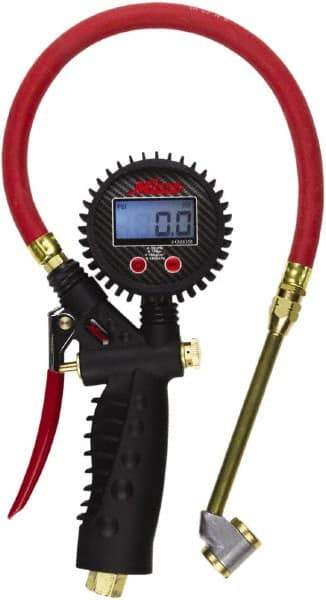 Milton - 0 to 255 psi Digital Large Bore Dual Head Tire Pressure Gauge - AAA Battery, 15' Hose Length - Caliber Tooling