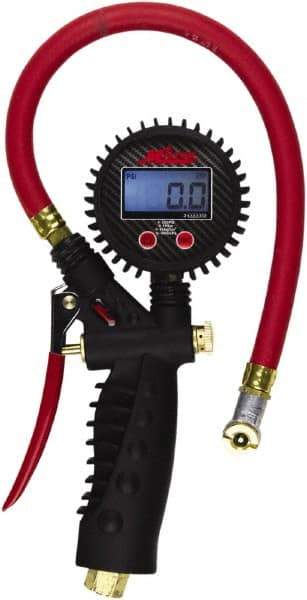 Milton - 0 to 255 psi Digital Ball Foot Tire Pressure Gauge - AAA Battery, 15' Hose Length - Caliber Tooling