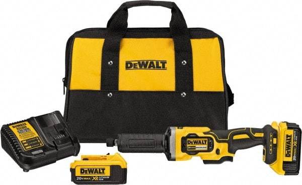 DeWALT - 1-1/2" Wheel Diam, 25,000 RPM, Cordless Angle & Disc Grinder - 1/4-20 Spindle, 20 Volts - Caliber Tooling