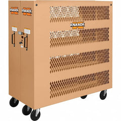 Knaack - 1,200 Lb Capacity, 4 Shelf, 1 Door Job Site Storage Unit - 60" Wide x 30" Deep x 65" High, Steel, Tan - Caliber Tooling