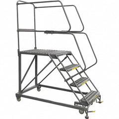 Ballymore - 76" 4 Step Single Entry Work Platform - Rolling Work Platform, 800 Lb Capacity, 40" Platform Height, 38" Base Width x 71" Base Depth, Grip Strut - Caliber Tooling