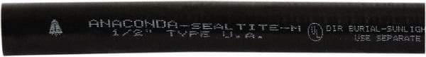 Anaconda Sealtite - 3/8" Trade Size, 1,500' Long, Flexible Liquidtight Conduit - Galvanized Steel & PVC, 9.525mm ID, Black - Caliber Tooling