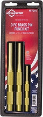 Mayhew - 3 Piece, 1/4 to 1/2", Pin Punch Set - Round Shank, Brass, Comes in Plastic Tray - Caliber Tooling