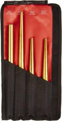 Mayhew - 4 Piece, 3/4 to 7/16", X-Long Punch - Round Shank, Brass, Comes in Kit Bag - Caliber Tooling