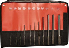 Mayhew - 11 Piece, 1.5 to 12mm, Pilot & Pin Punch Set - Hex Shank, Steel, Comes in Kit Bag - Caliber Tooling