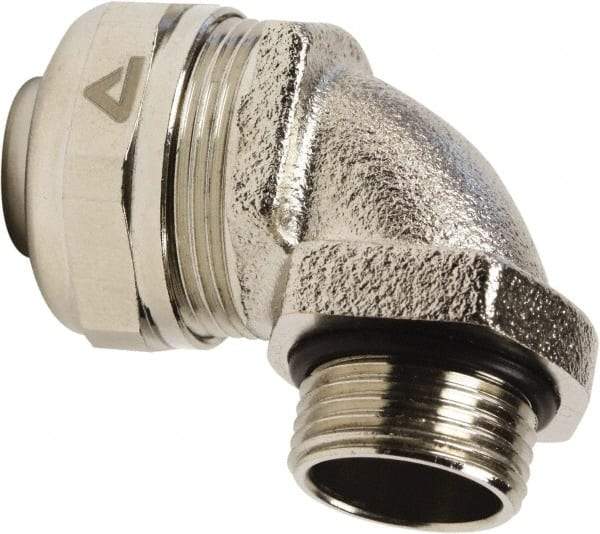 Anaconda Sealtite - 16mm Trade, Nickel Plated Brass Threaded 90° Liquidtight Conduit Connector - Partially Insulated - Caliber Tooling