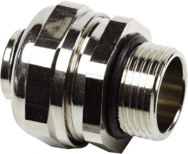 Anaconda Sealtite - 16mm Trade, Nickel Plated Brass Threaded Straight Liquidtight Conduit Connector - Partially Insulated - Caliber Tooling