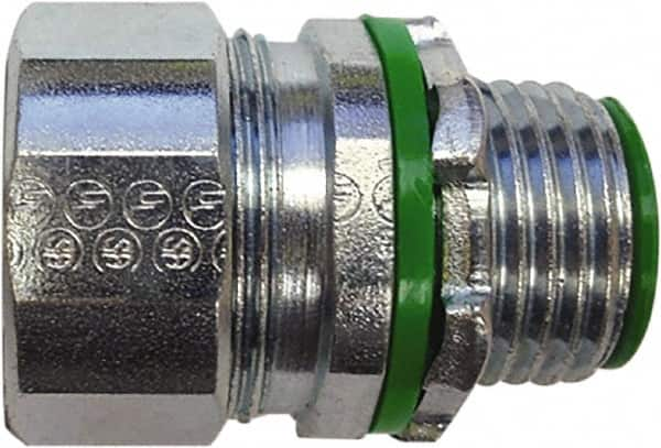 Anaconda Sealtite - 3" Trade, Zinc Plated Steel Threaded Straight Liquidtight Conduit Connector - Insulated - Caliber Tooling